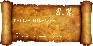 Balics Nikolett névjegykártya